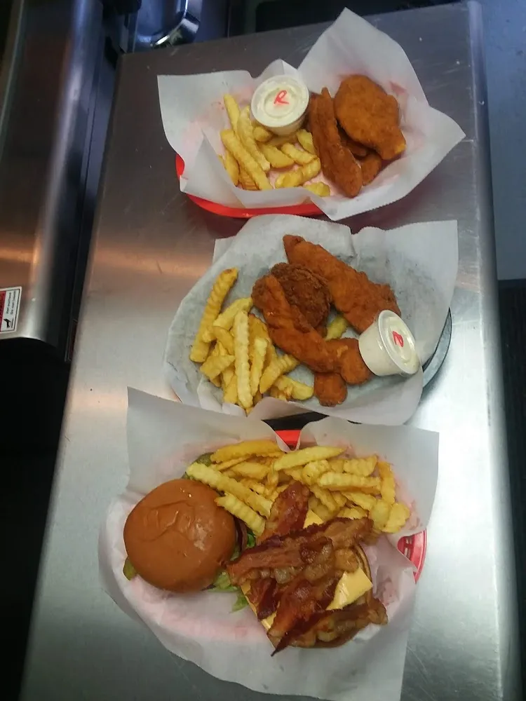 Bacon Cheese Burger or Chicken Strip Basket
